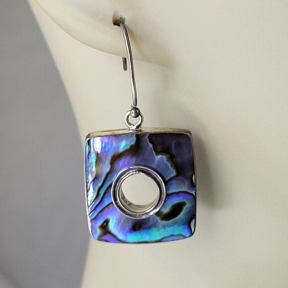 Square Abalone Shell Earrings - Picture 2 of 16